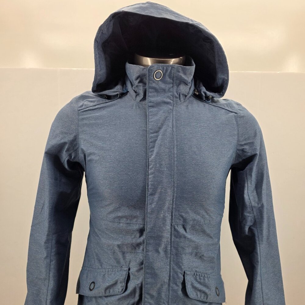 REI Madrona Hooded Rain Jacket Coat Removable Hood Waterproof Blue Women’s Med